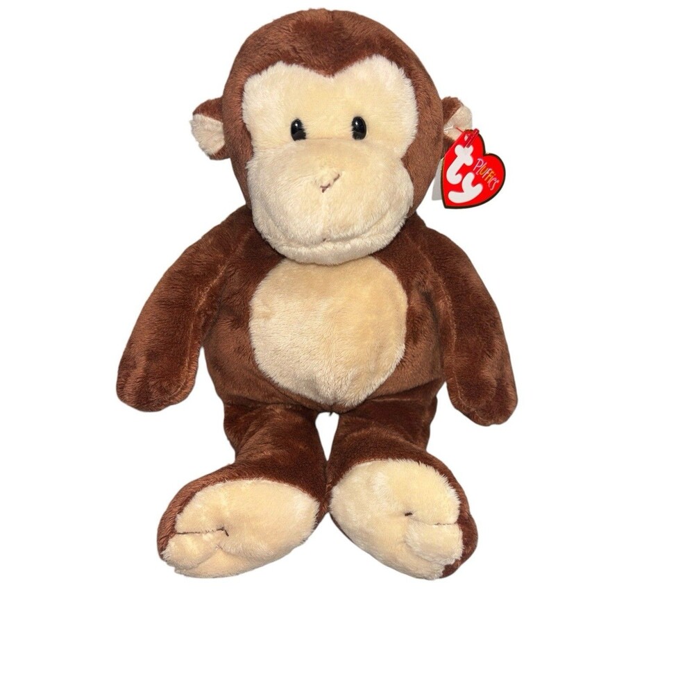 Ty Pluffies Dangles Monkey 10" Plush Brown Floppy Soft Stuffed Animal Toy 2012